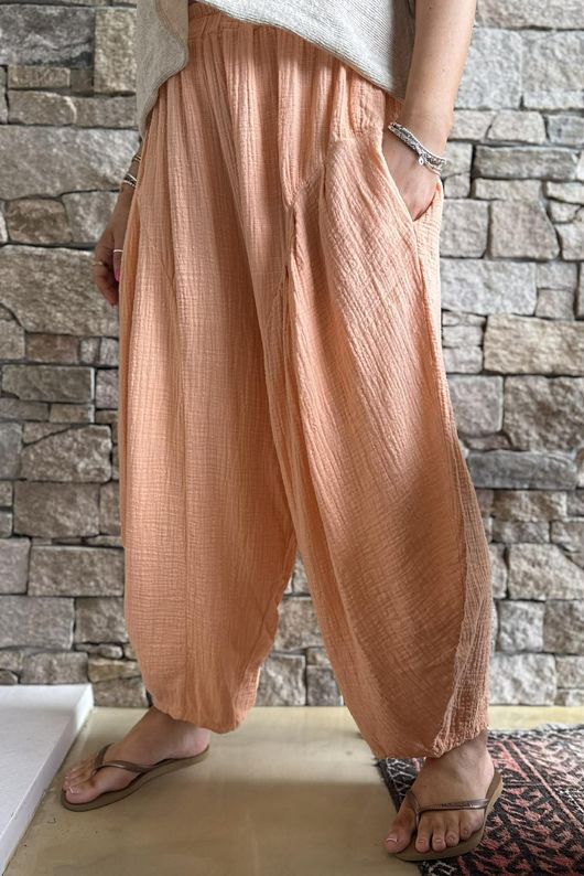 Tasha Cushion Cotton Sia Barrel Pant Soft Apricot